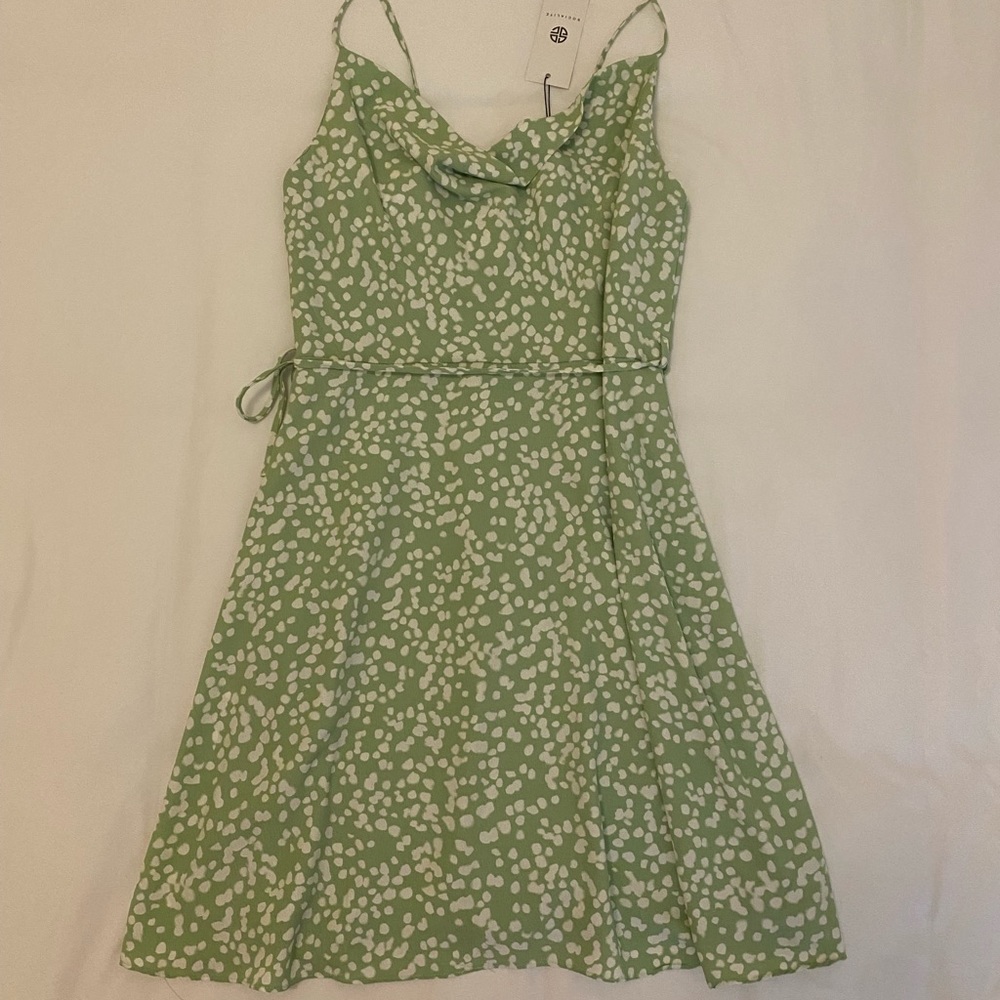 Sage Green Flowy Dress with Cowl Neck